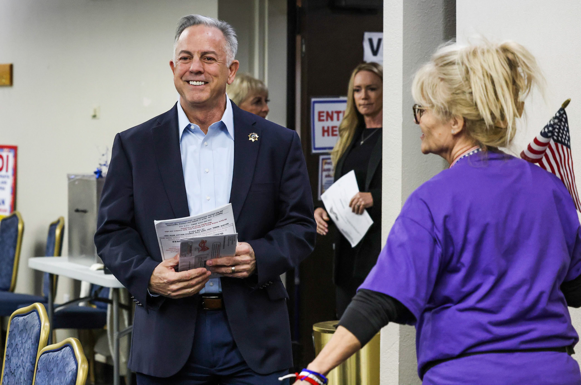 Gubernatorial candidate Joe Lombardo arrives to vote in Las Vegas on Thursday, Nov. 3, 2022. (Jeff Scheid/The Nevada Independent)